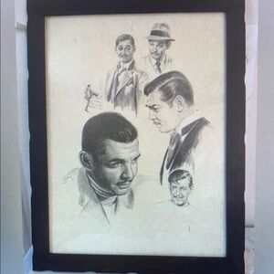 Clark Gable - Framed Charcoal Drawing by Banse - 1976